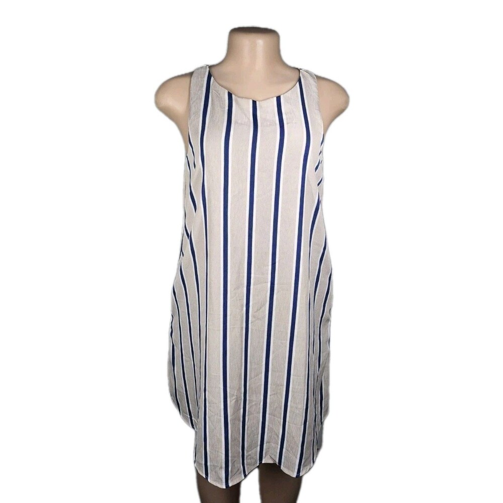 LULUS | Broad Horizons BeigeStriped Shift Dress | Size XS